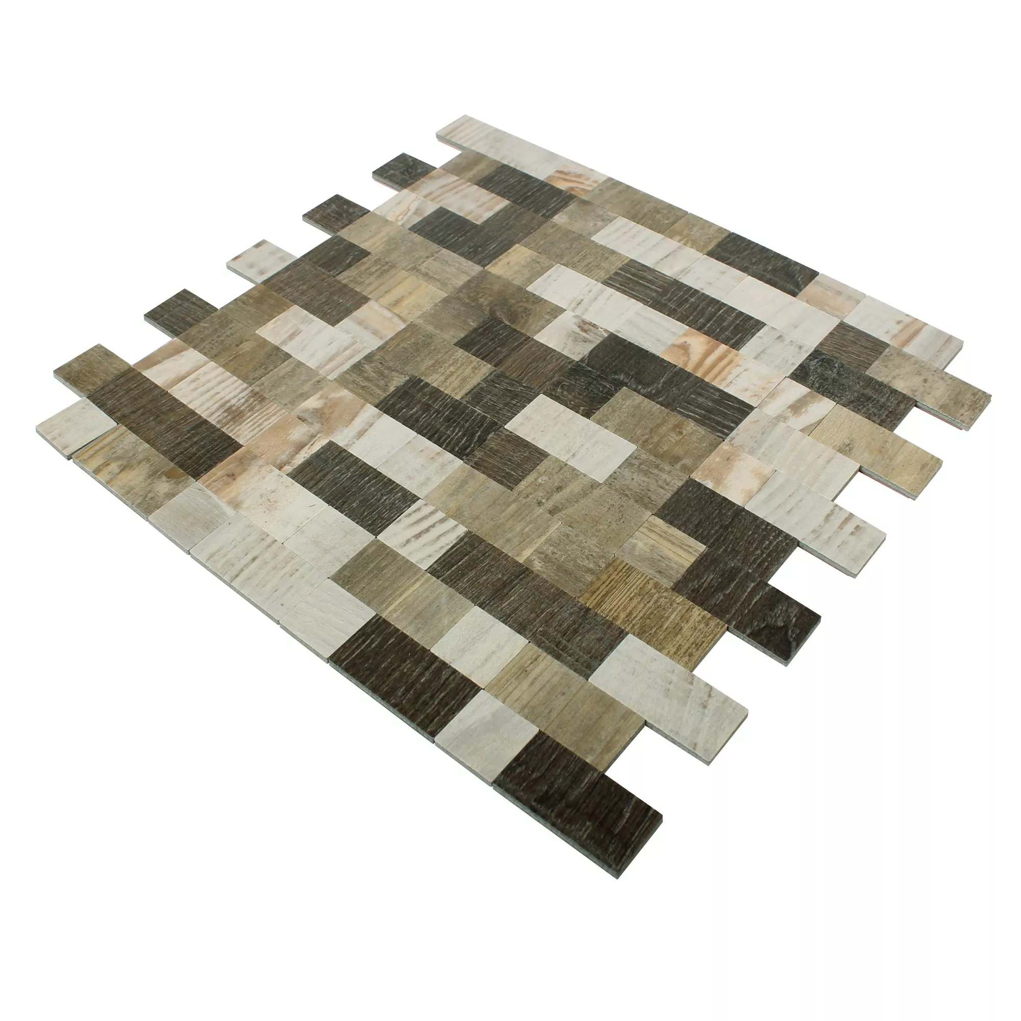 Mosaic Tiles Self Adhesive Wood Optic Arkansas Brown Beige
