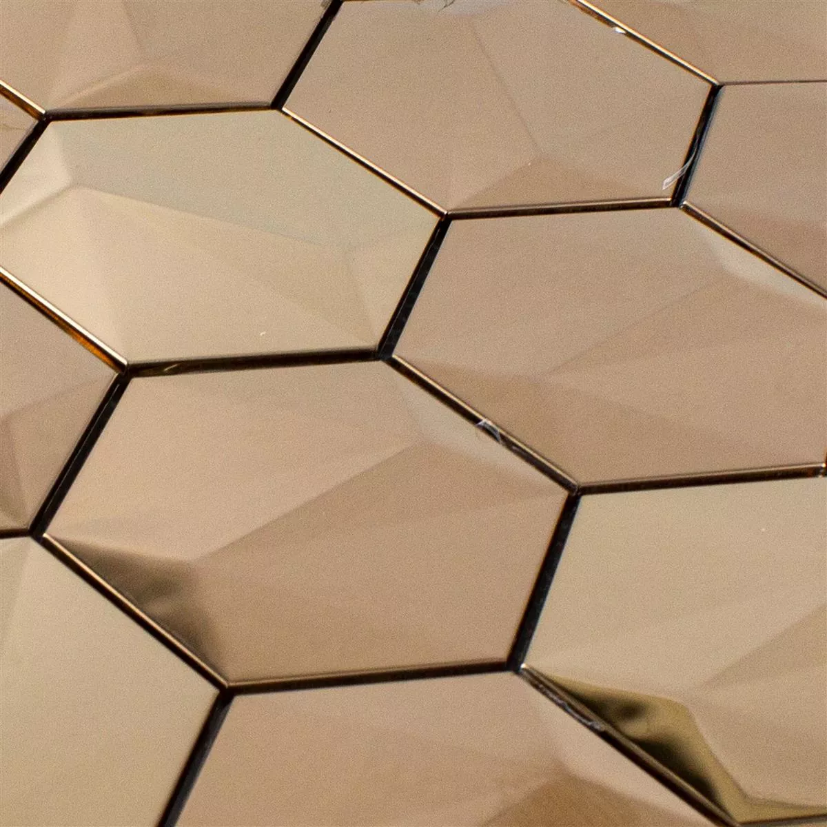 Sample Stainless Steel Mosaic Tiles Durango Hexagon 3D Copper