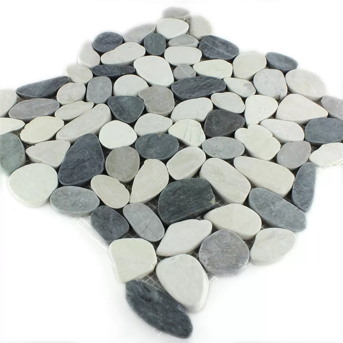 Sample Mosaic Tiles River Pebbles Serrated Creme Anthracite