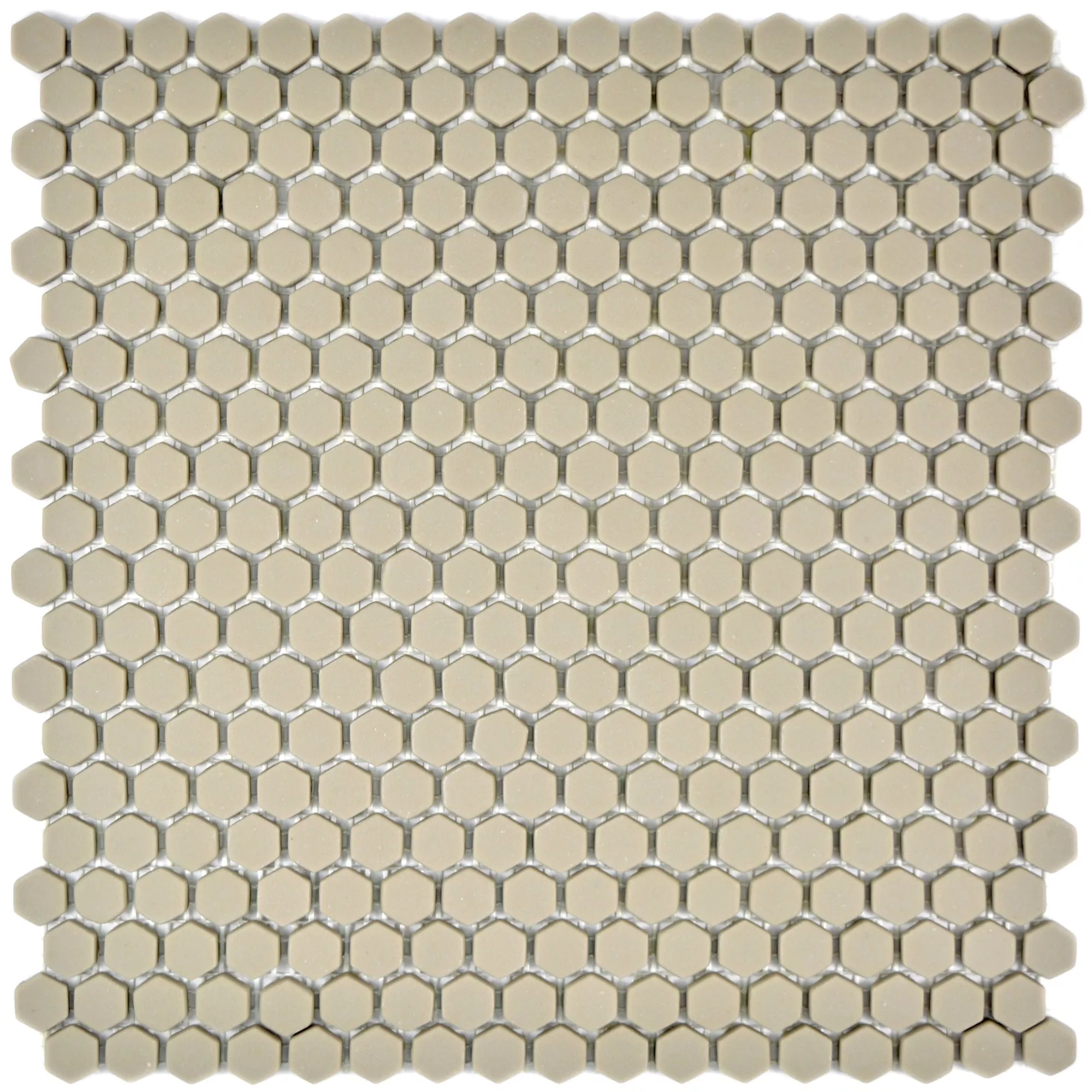 Sample Glass Mosaic Tiles Kassandra Hexagon Cream Mat