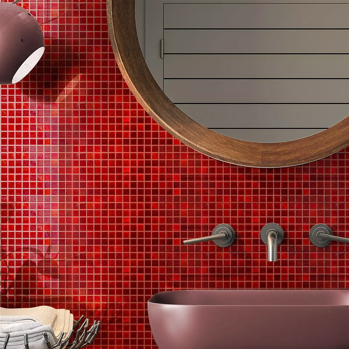 Sample Glass Mosaic Tiles Vera Red Mix