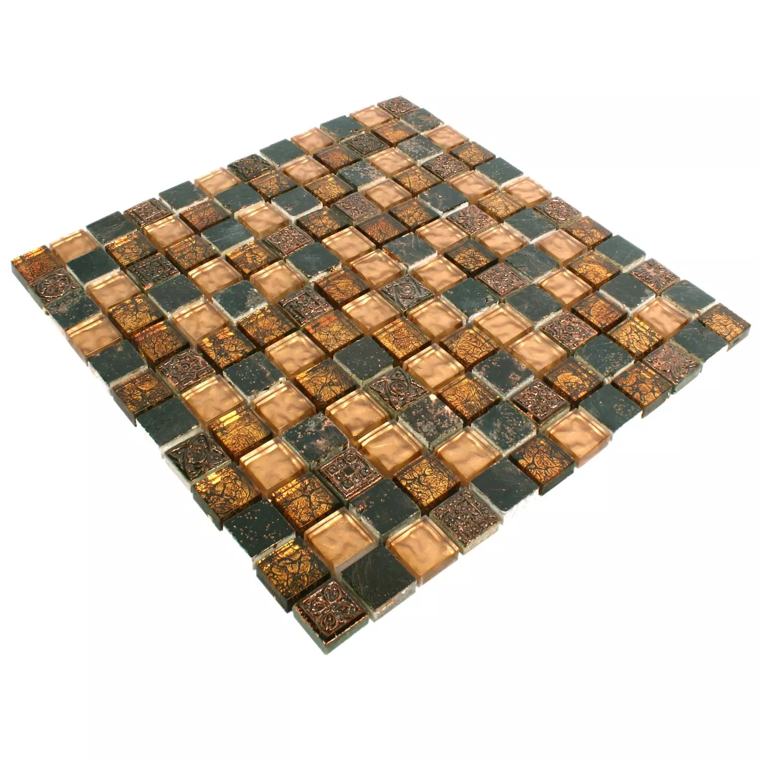 Sample Mosaic Tiles Glass Natural Stone Maya Brown