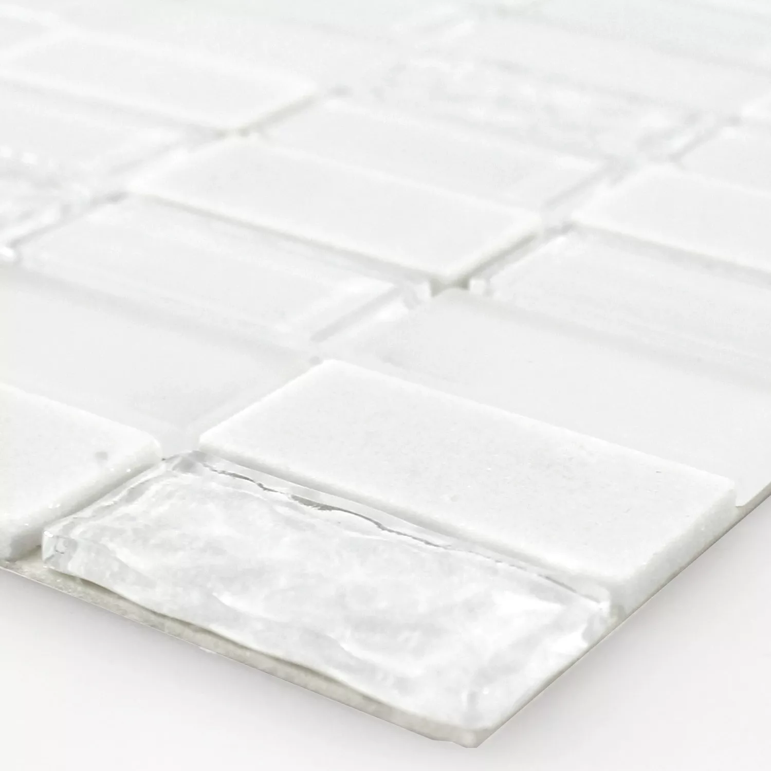 Sample Self Adhesive Mosaic Natural Stone Glass Mix White Polished