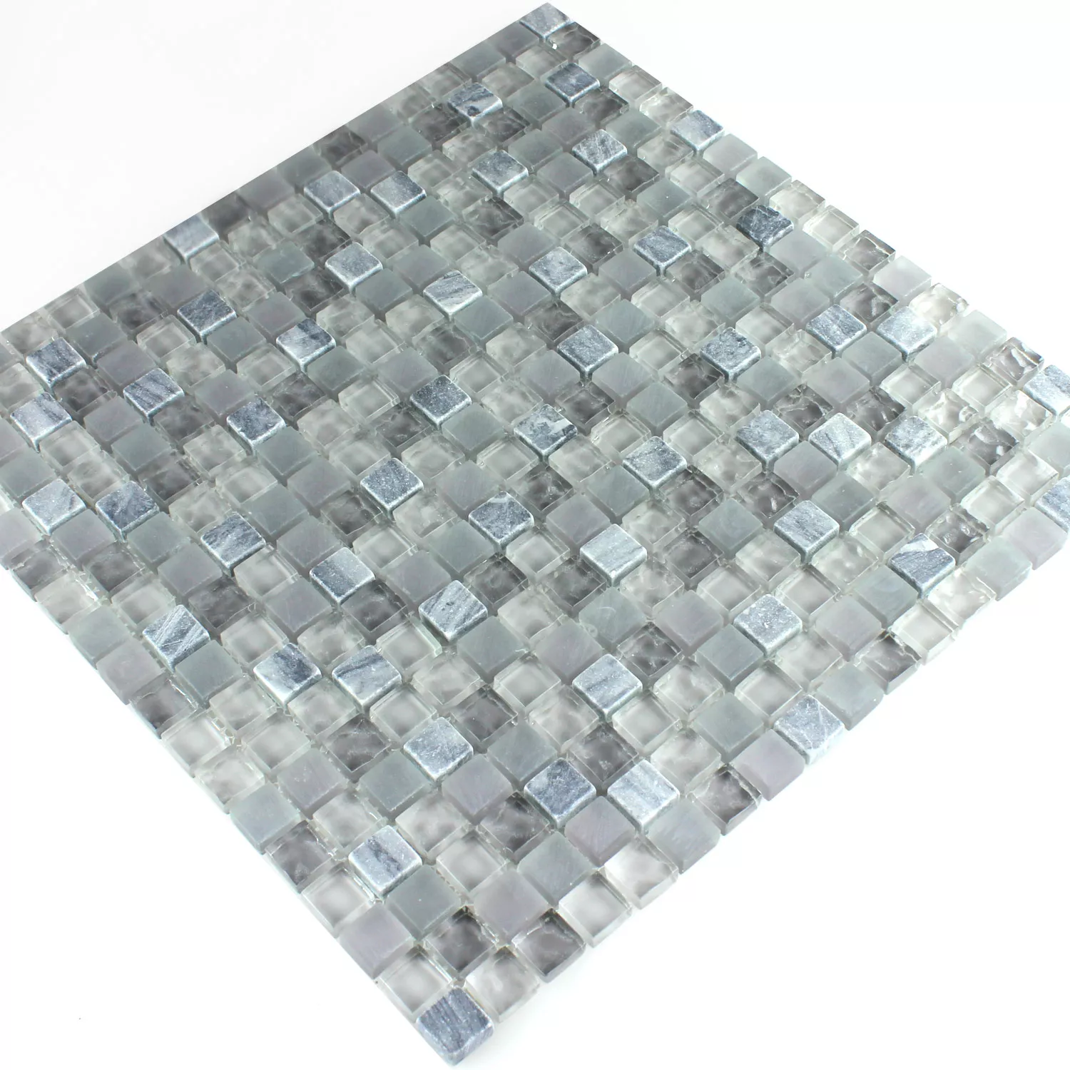 Sample Mosaic Tiles Glass Marble Light Grey 