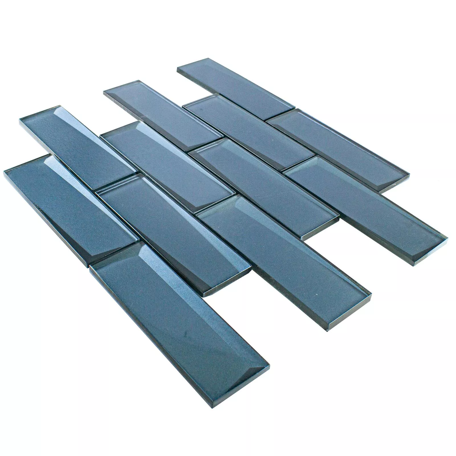 Glass Mosaic Tiles Delhi 3D Optic Grey Blue