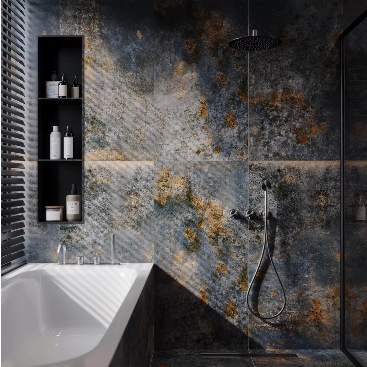 Sample Floor Tiles Porcelain Stoneware Oregon Metal Optic Blue 60x120 cm