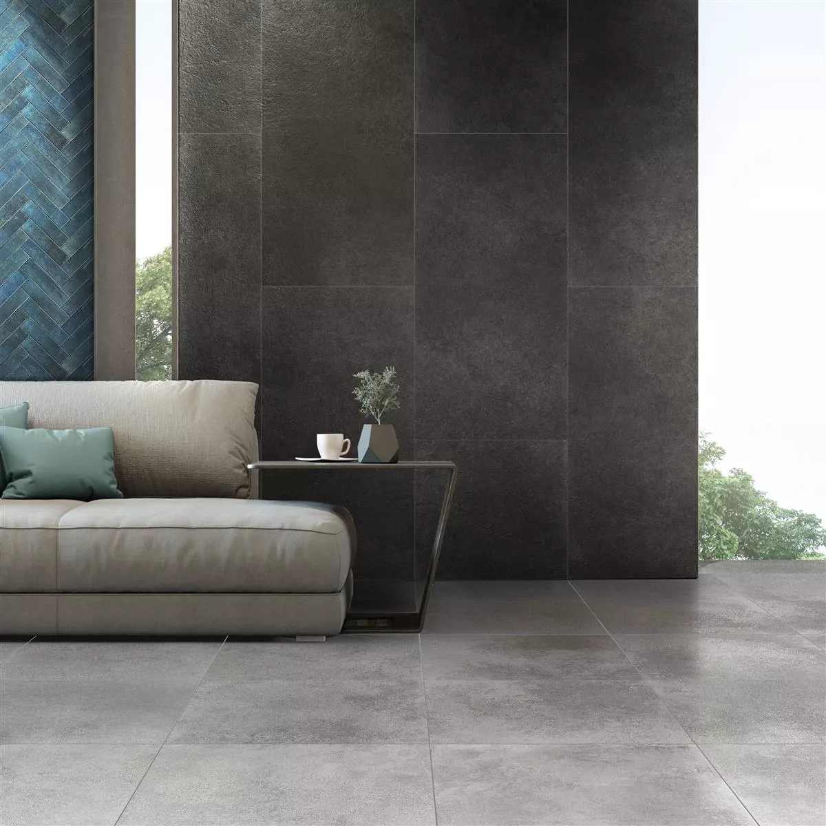 Sample Floor Tiles Stone Optic Horizon Anthracite 60x120cm