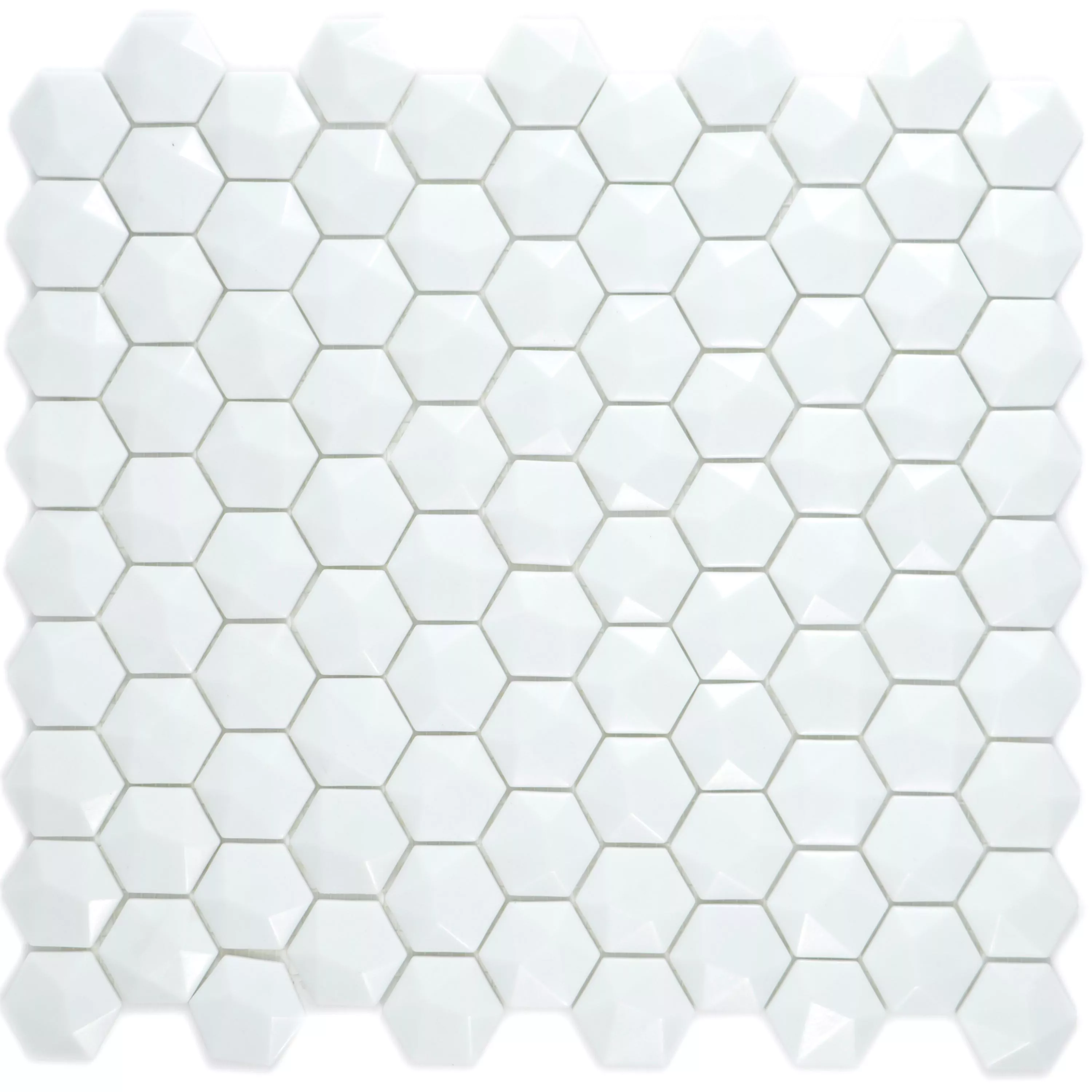 hexagon glass tile backsplash