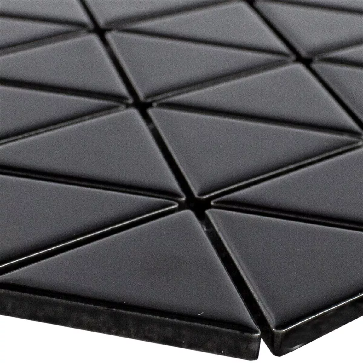 Sample Ceramic Mosaic Tiles Arvada Triangle Black Mat