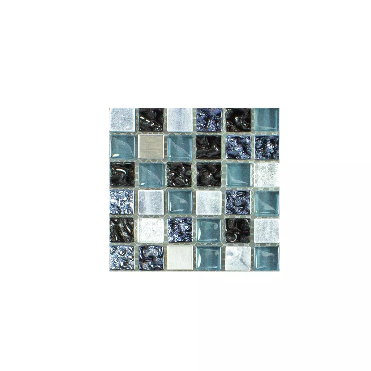 Sample Glass Natural Stone Stainless Steel Mosaic Dysart Grey Blue Silver