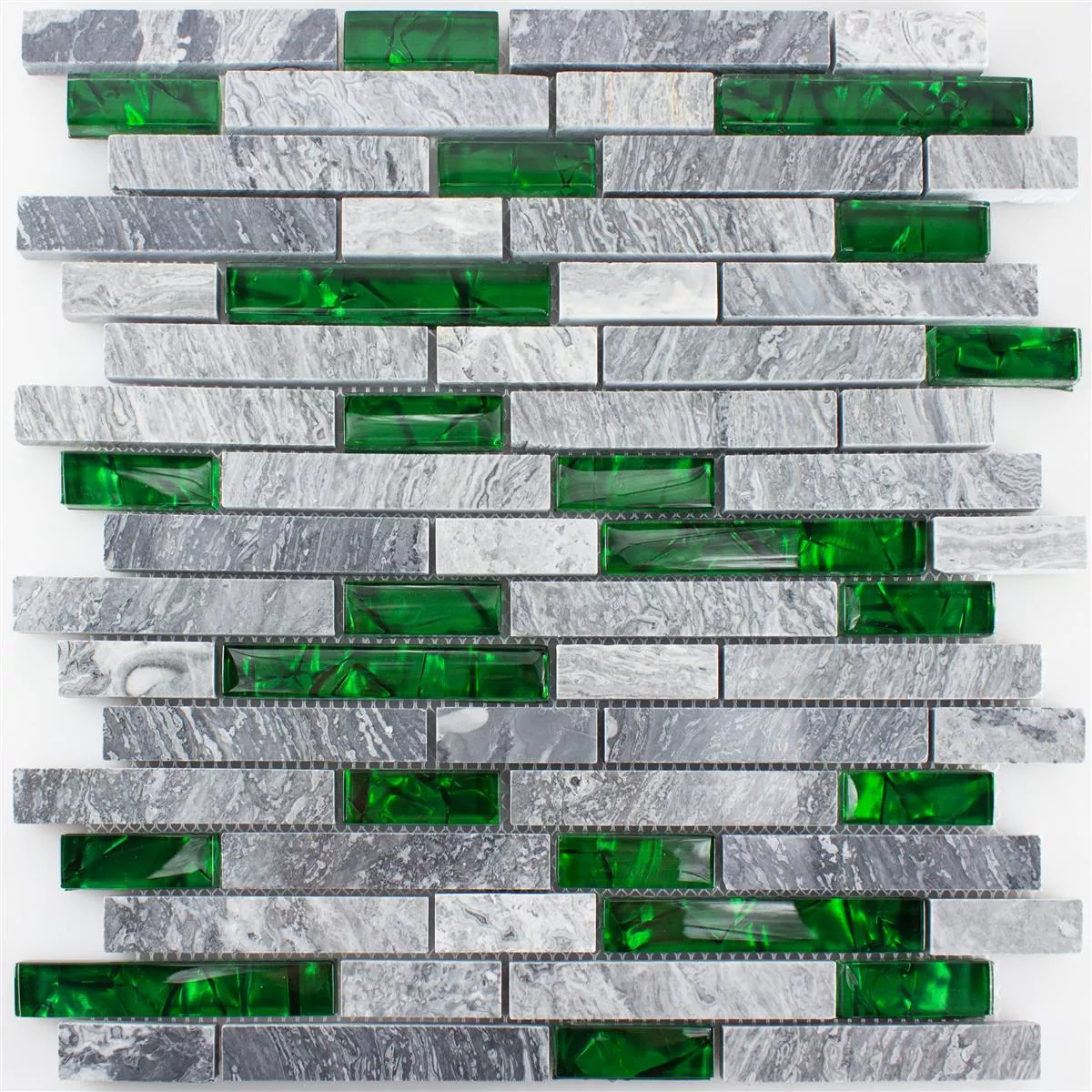 Sample Glass Natural Stone Mosaic Tiles Sinop Grey Green Brick