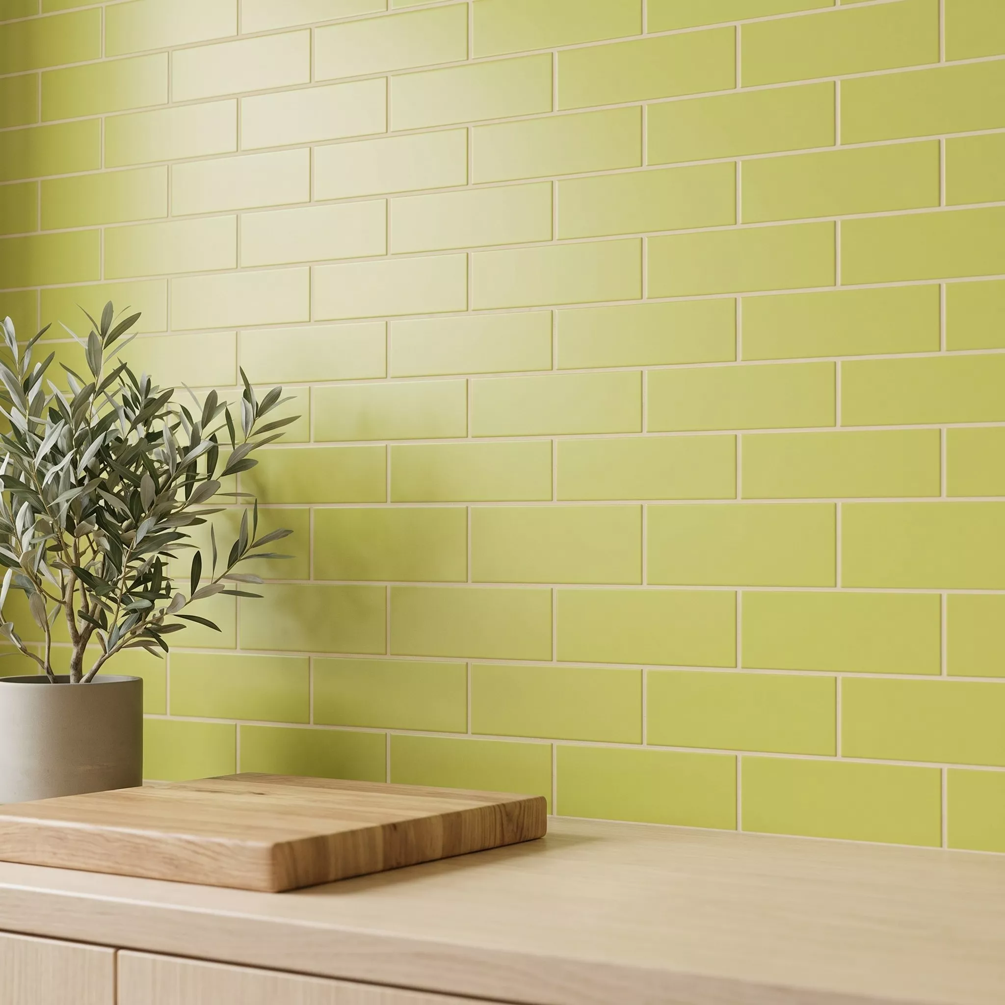 Metro tile Green Mat 7,5x30 cm Without Facet Swissland Pistacho