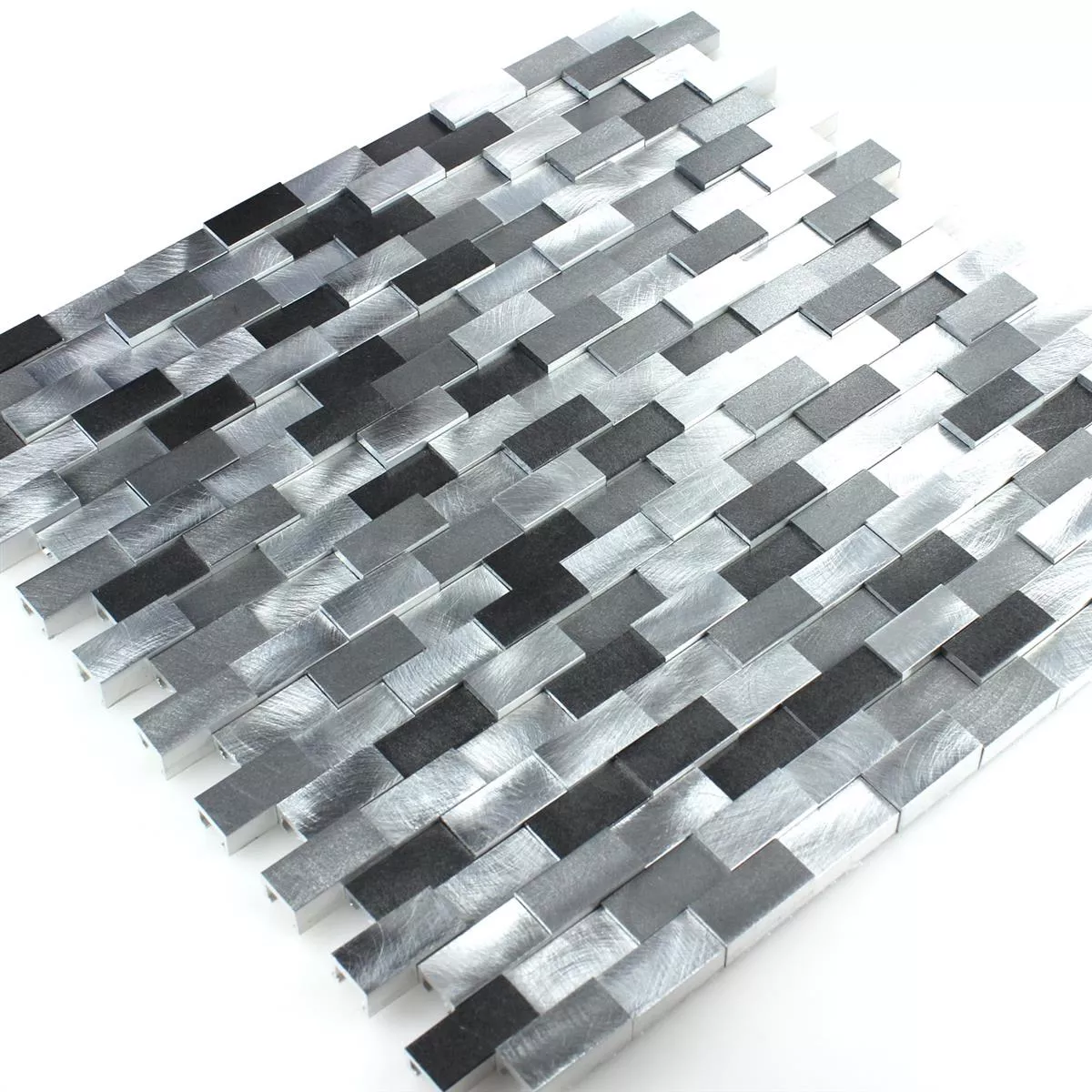 Mosaic Tiles 3D Alu Metal Black Grey