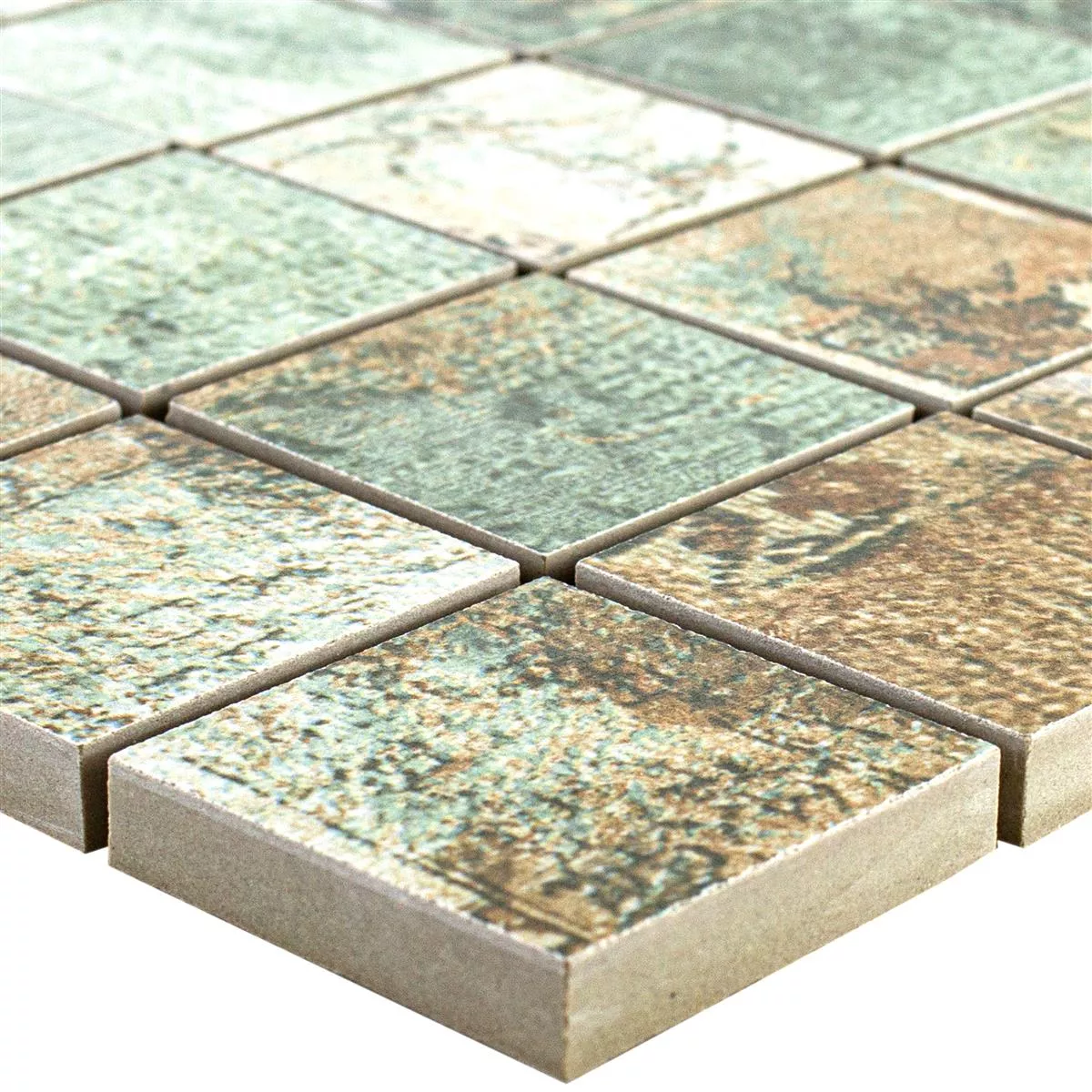 Ceramic Mosaic Tiles Moonlight Brown Green 47x47mm