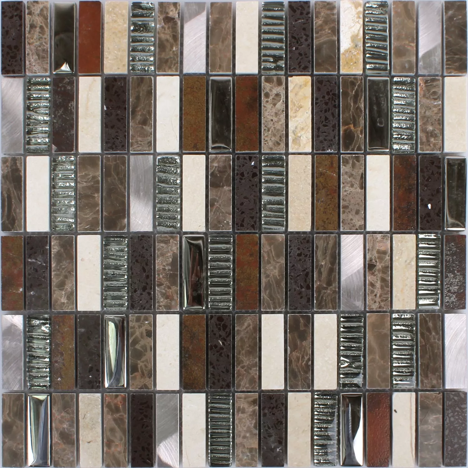 Mosaic Tiles Metal Glass Natural Stone Beige Brown Mix