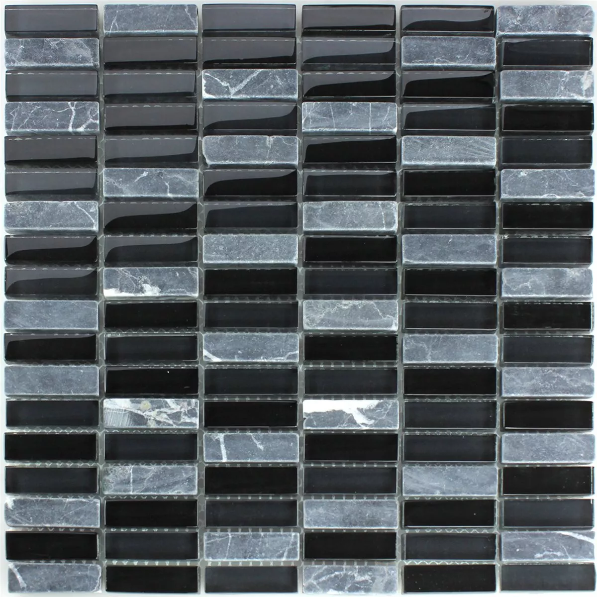 Sample Mosaic Tiles Glass Marble Black Grey Mix