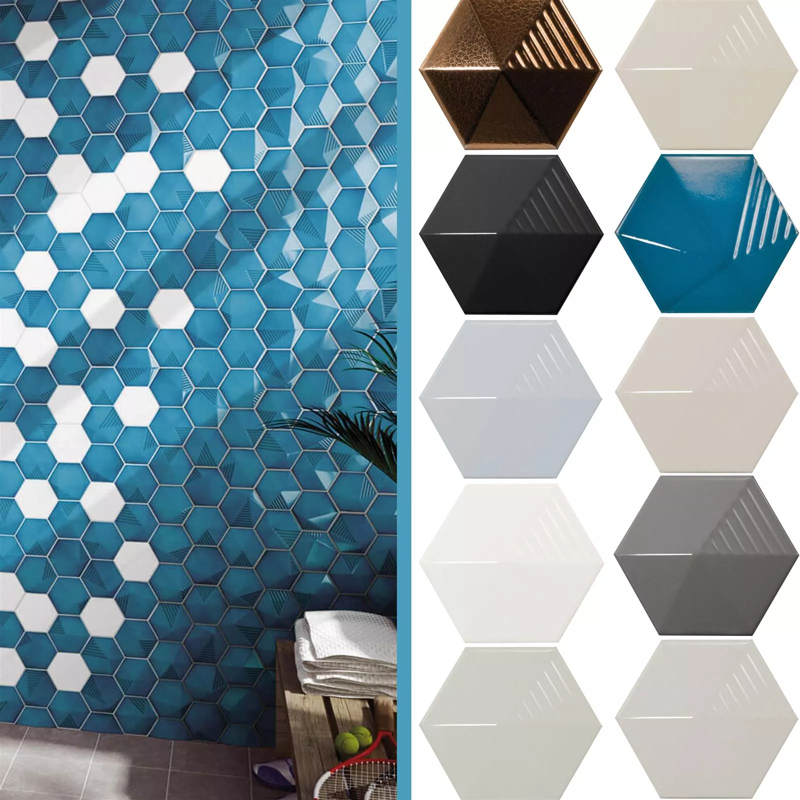 Sample Wall Tiles Rockford 3D Hexagon Star 12,4x10,7cm