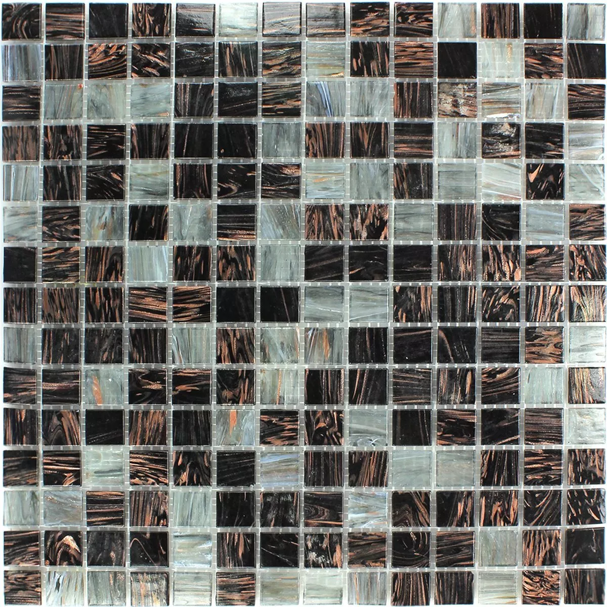 Glass Effect Mosaic Tiles Gold Star Dark Grey