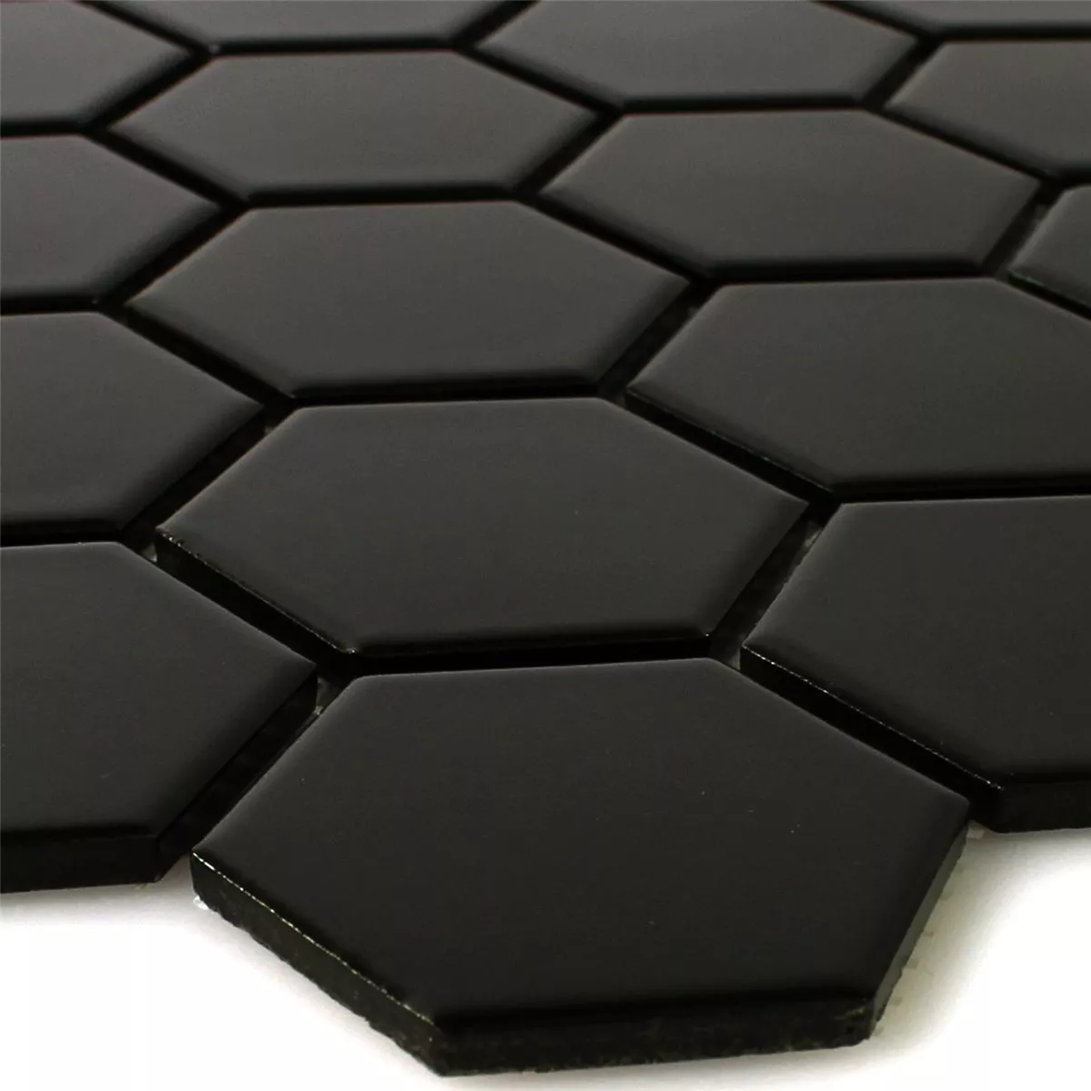 Sample Mosaic Tiles Ceramic Hexagon Black Mat