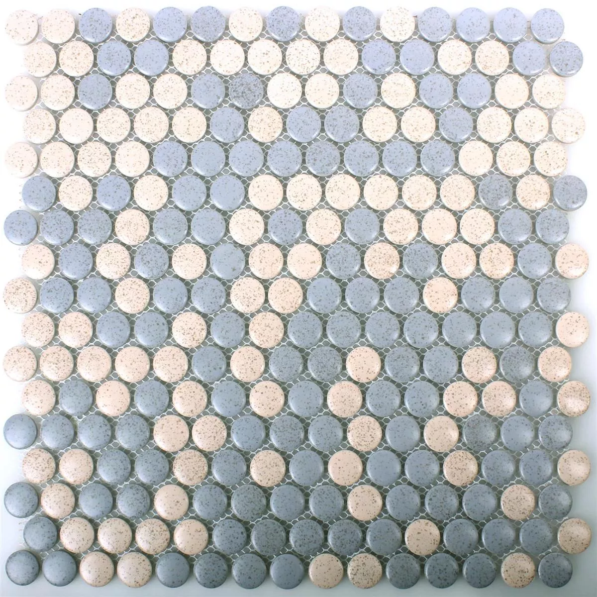 Button Mosaic Tiles Ceramic Brillo Beige Grey
