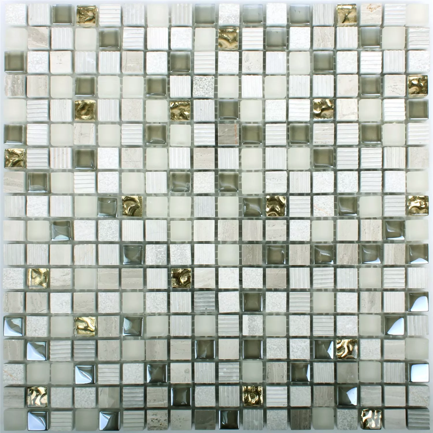 Sample Mosaic Tiles Venzona Light Grey Gold