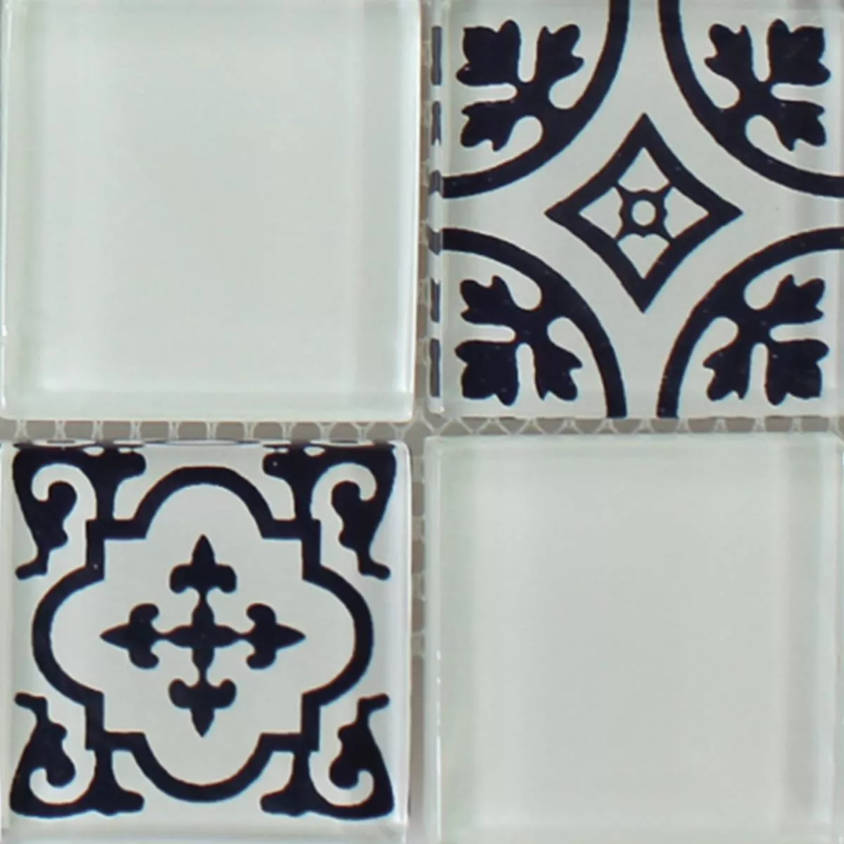 Sample Mosaic Tiles Glass Barock Ornament White