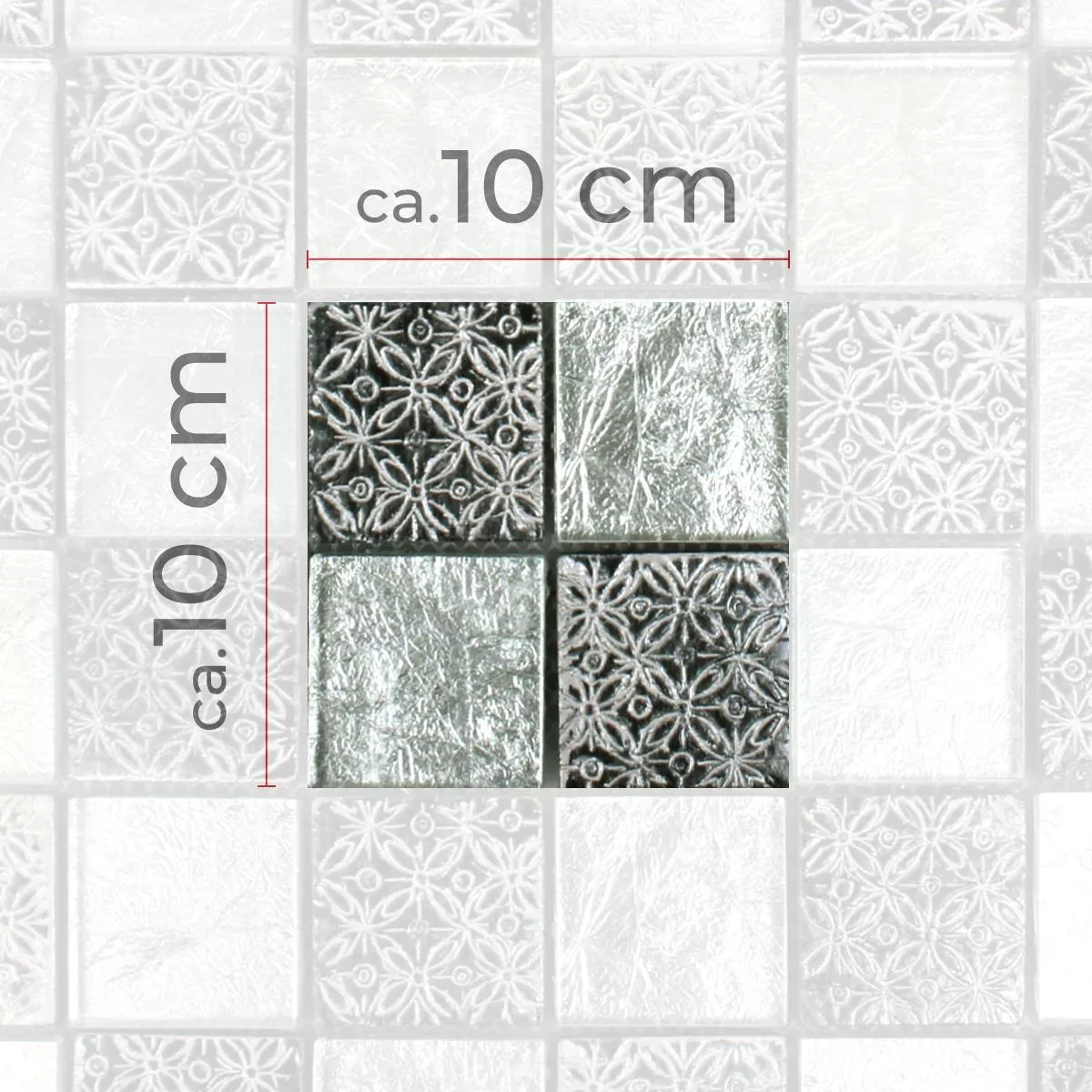 Sample Mosaic Tiles Glass Natural Stone Friesia Silver