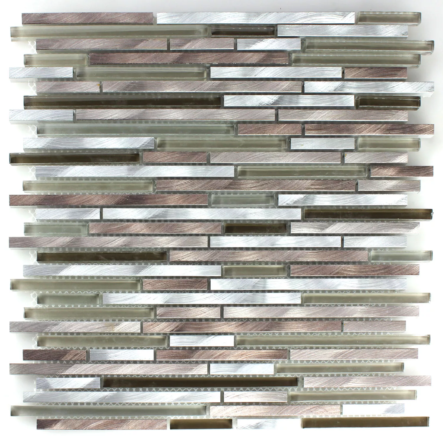Sample Mosaic Tiles Glass Aluminium Metal Brown Silver Mix
