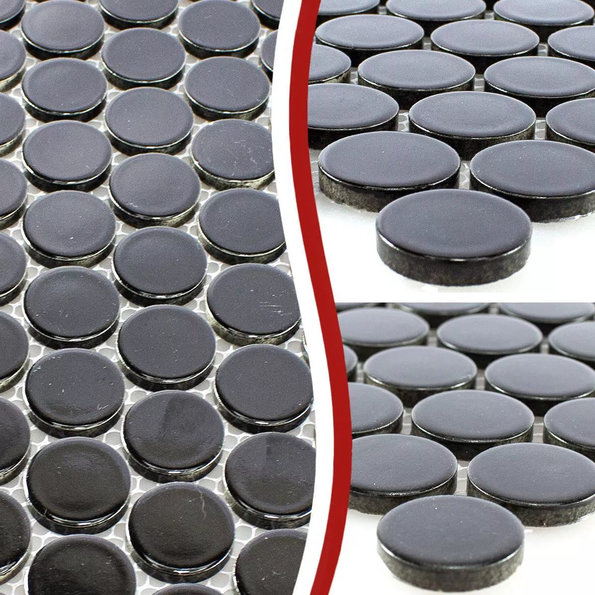 Sample Ceramic Button Mosaic Tiles Harlingen Black