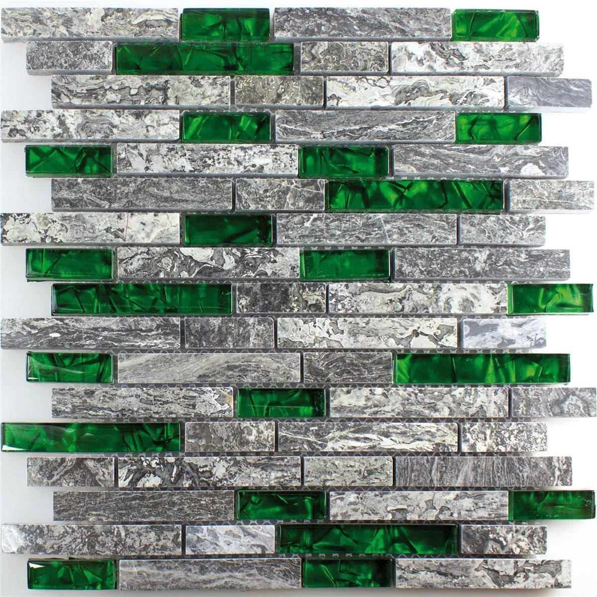 Glass Mosaic Natural Stone Tiles Manavgat Grey Green Brick