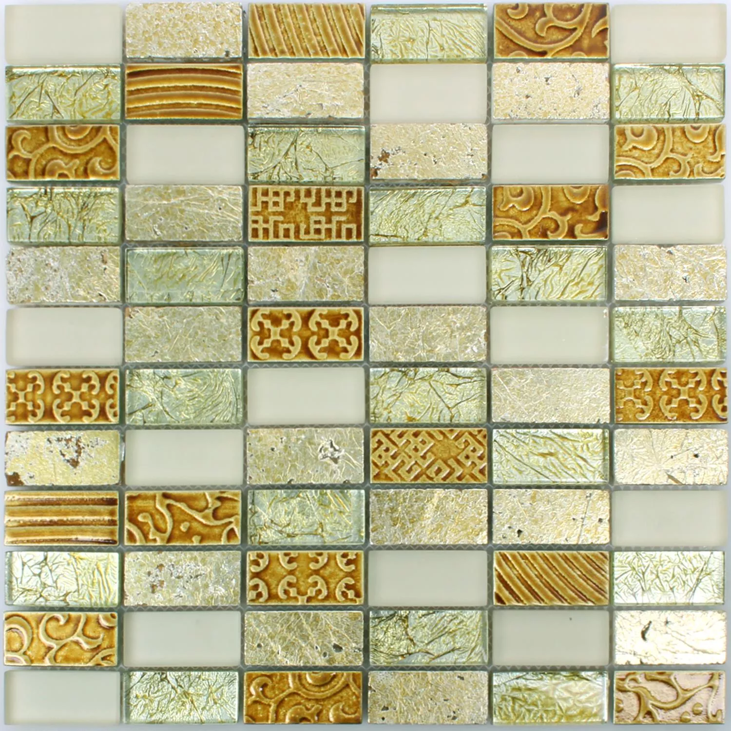 Mosaic Tiles Glass Natural Stone Piroshka Gold