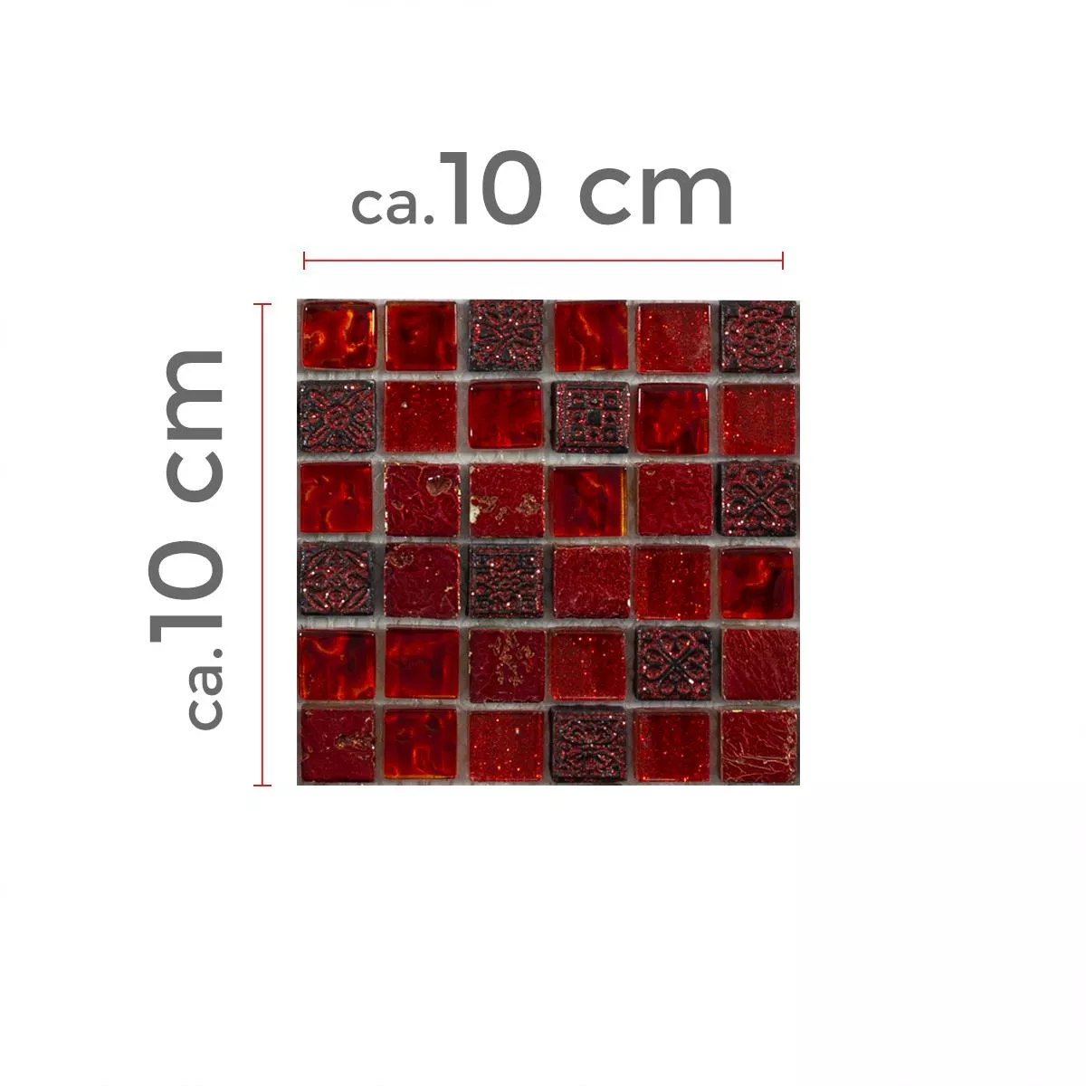 Sample Glass Mosaic Natural Stone Tiles Cleopatra Red