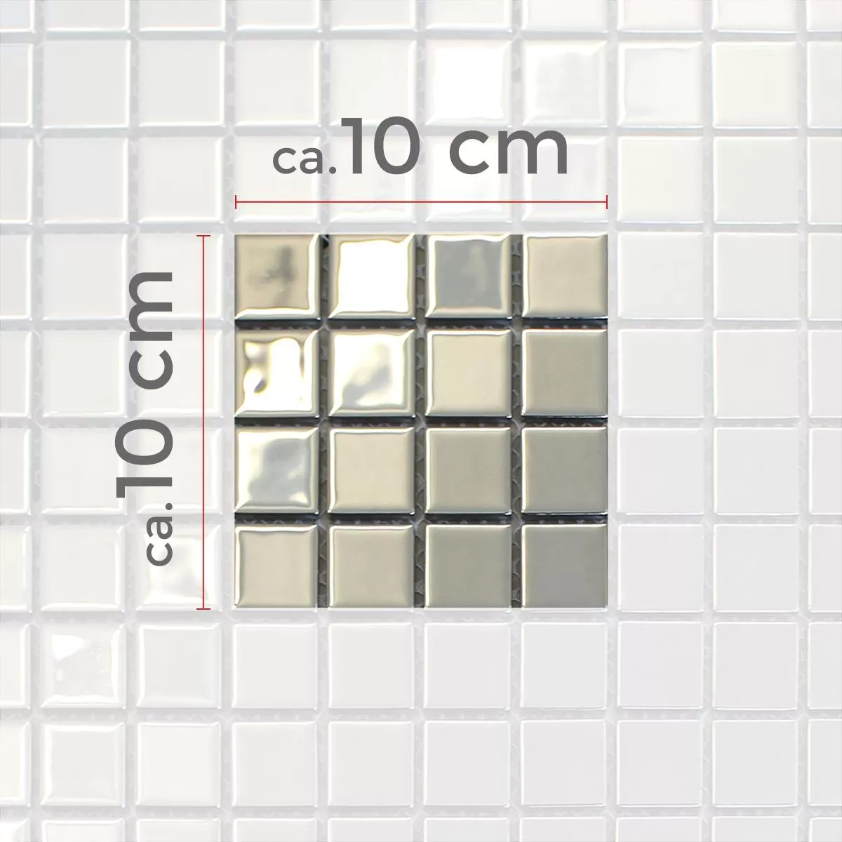 Sample Mosaic Tiles Glass Silver Uni 25x25x4mm