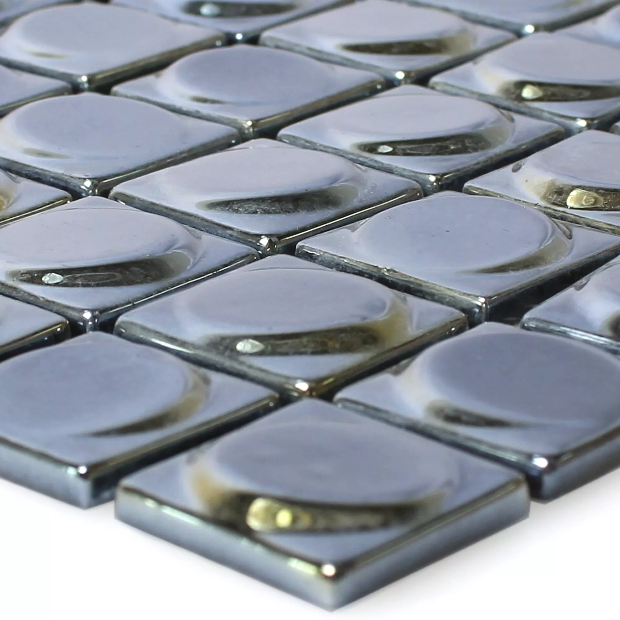 Glass Mosaic Tiles Accra Black 3D Round