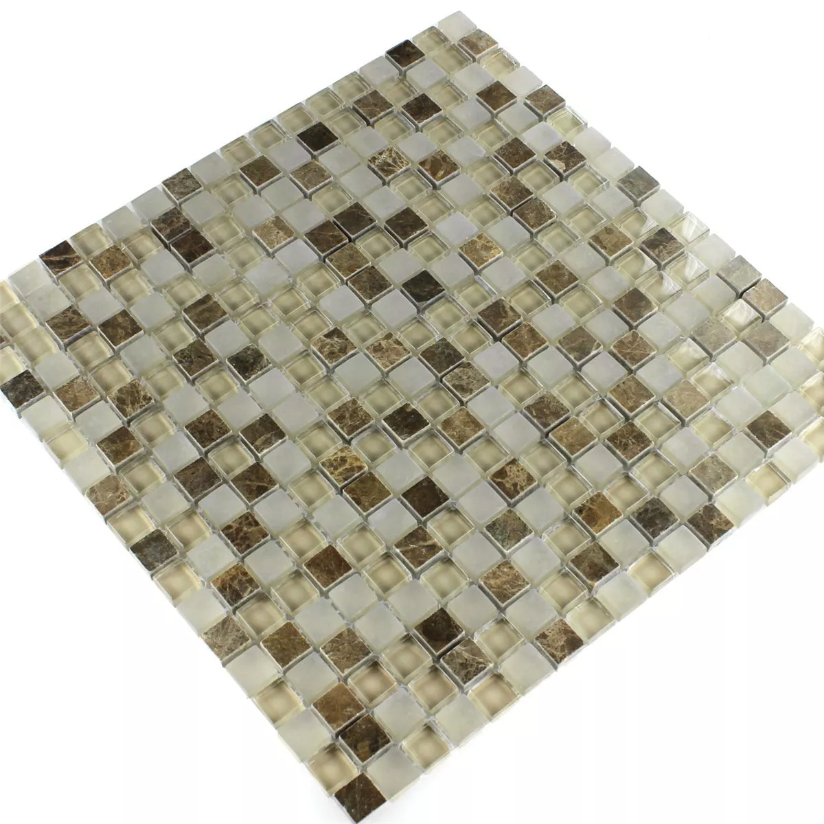 Mosaic Tiles Glass Marble Quebeck Brown 15x15x8mm
