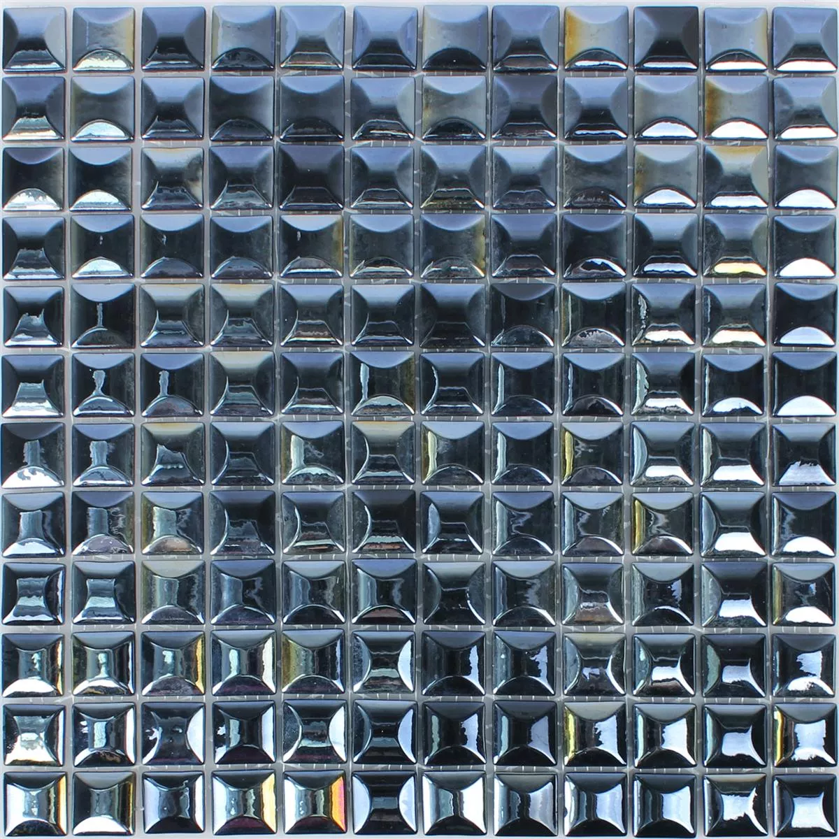 Sample Glass Mosaic Tiles Monrovia Black 3D Metallic