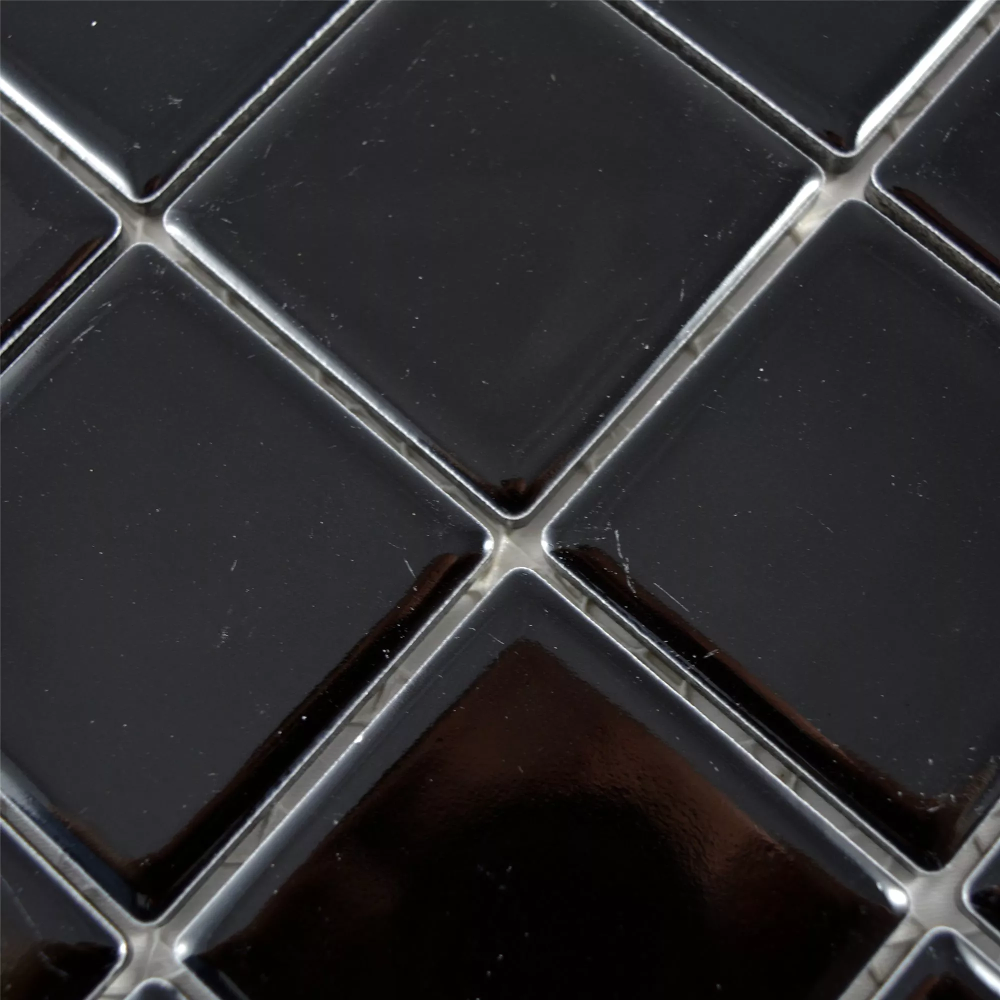 Ceramic Mosaic Tiles Adrian Black Glossy Square 48