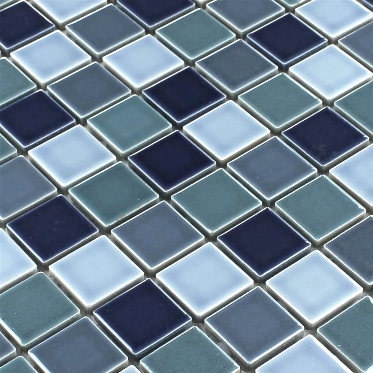 Mosaic Tiles Ceramic Blue Mix Glossy