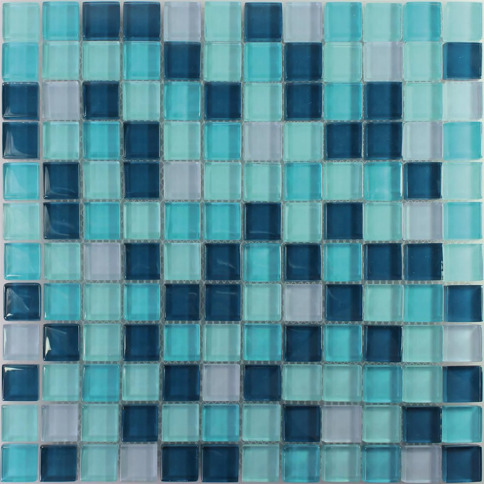 Sample Glass Mosaic Tiles Palikir Blue Green Mix
