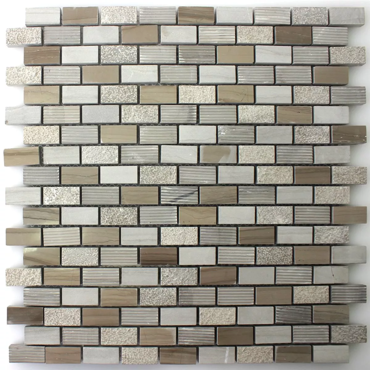 Mosaic Tiles Natural Stone Mocca Brown 15x30x8mm