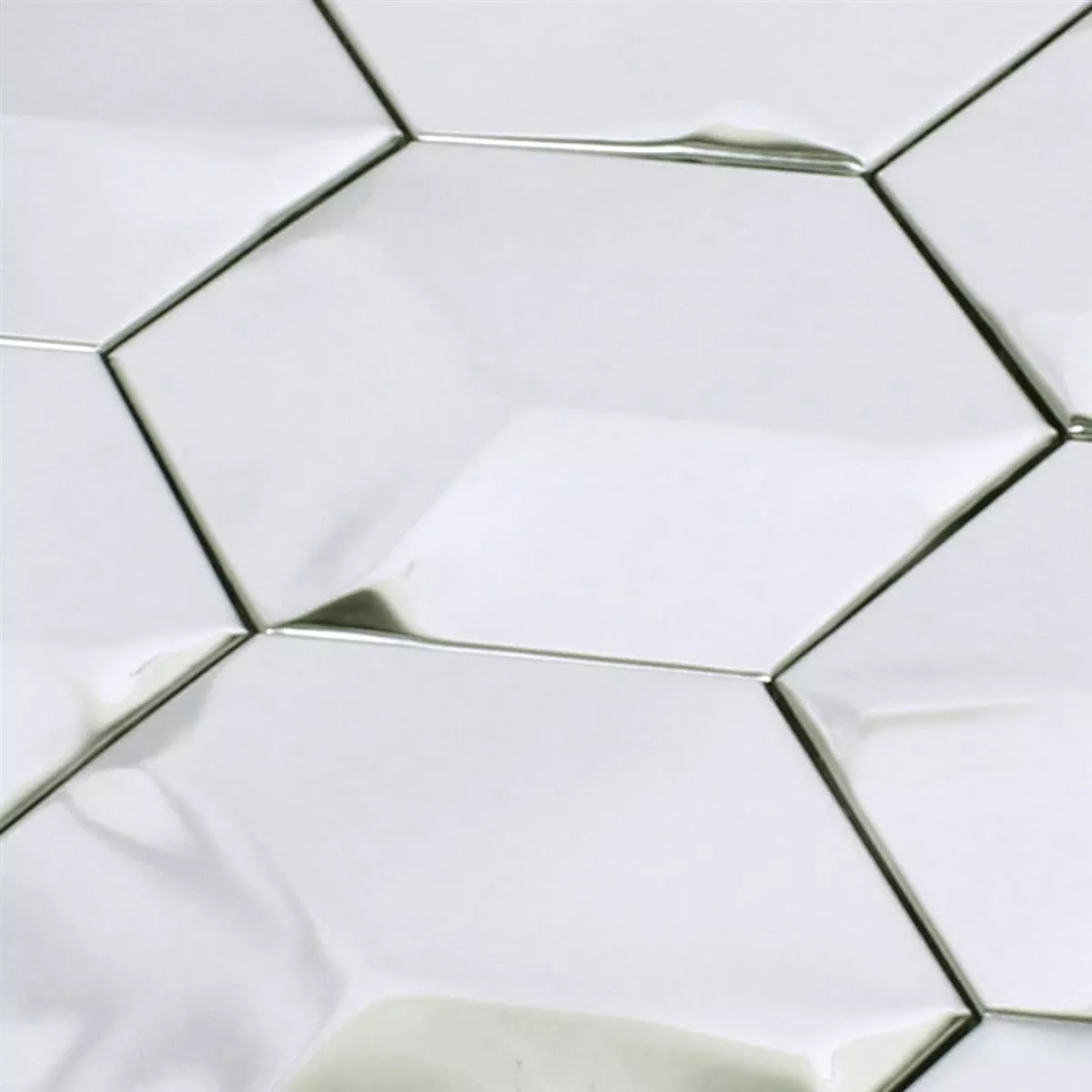 Sample Mosaic Tiles Stainless Steel Contender Hexagon Glossy
