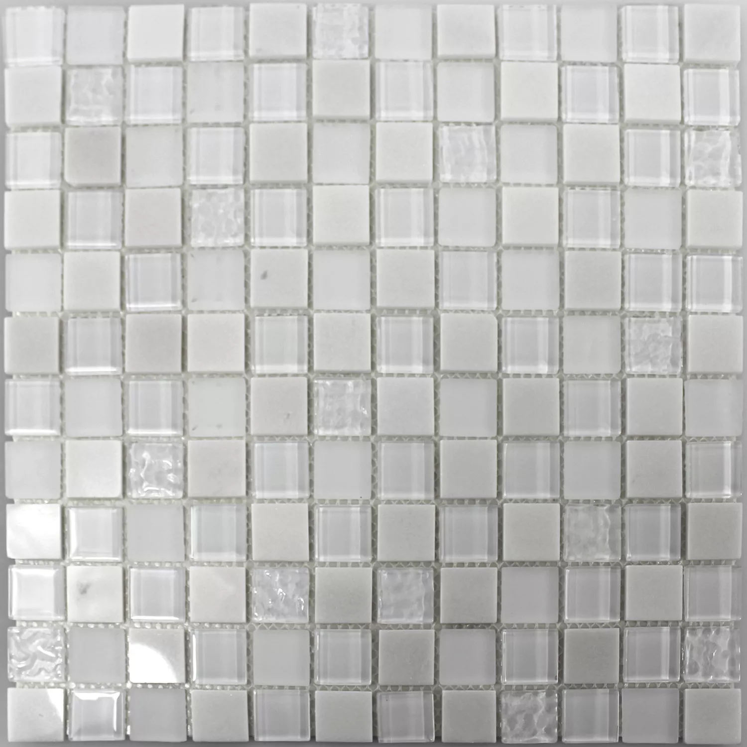 Self Adhesive Mosaic Natural Stone Glass Mix White