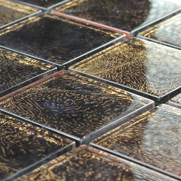 Sample Mosaic Tiles Glass  Brown Gold Metal