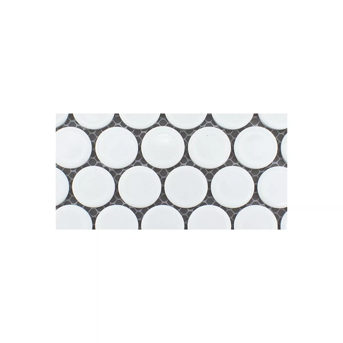 Sample Ceramic Button Mosaic Tiles LaRosita Blanc Mat