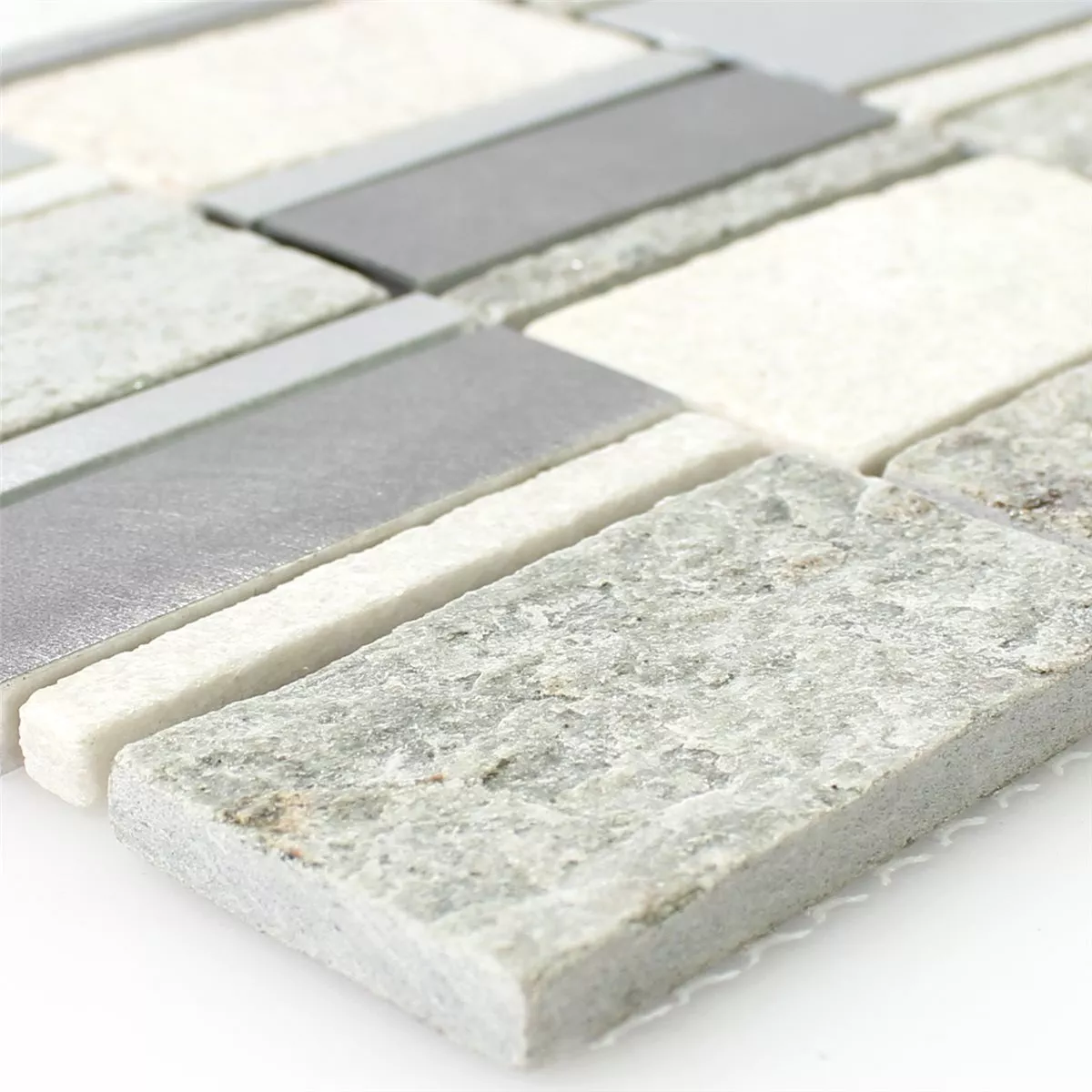 Natural Stone Quartzite Metal Mosaic Tiles Various Silver Natural Stone Quartzite Metal Mosaic Tiles Various Silver