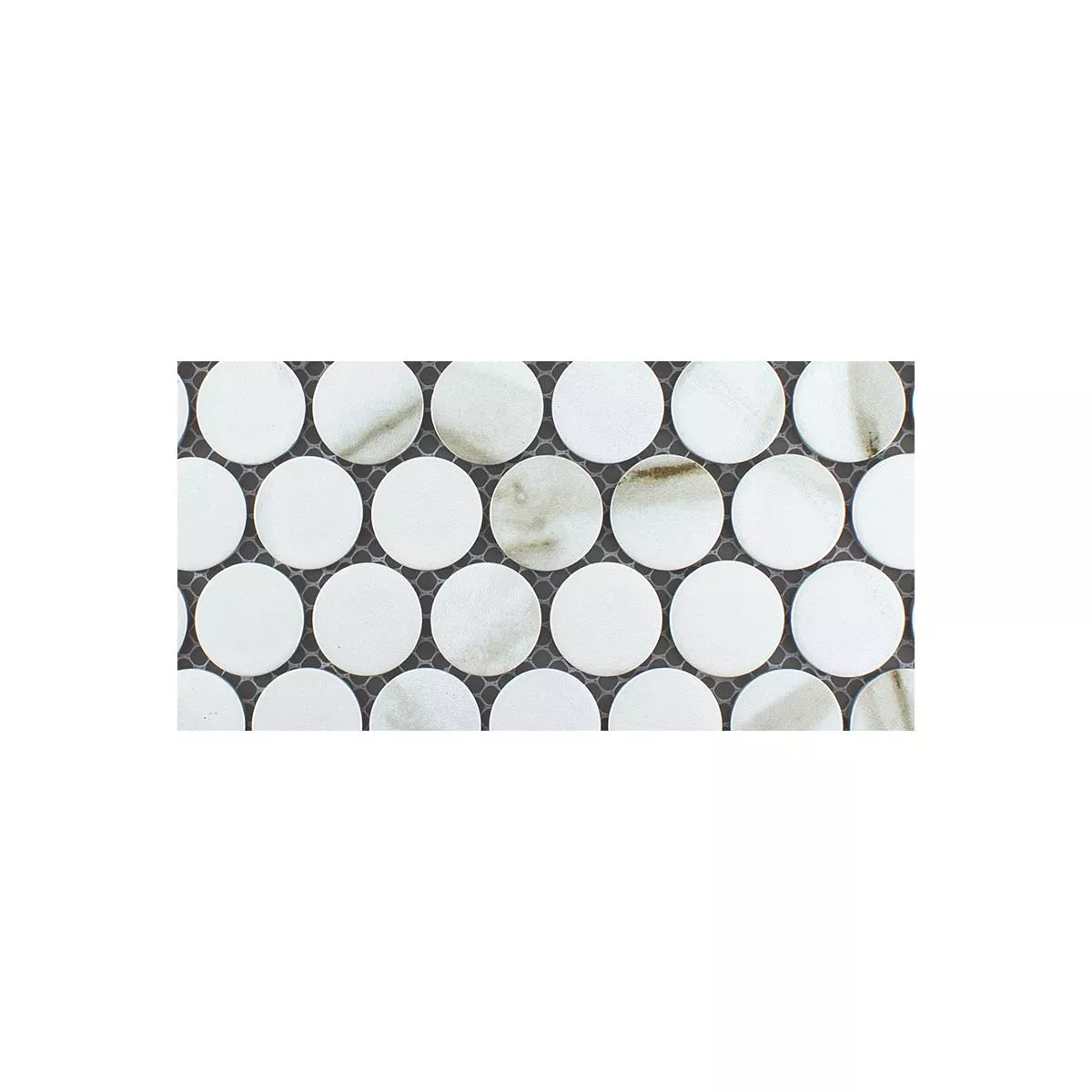 Sample Ceramic Button Round Mosaic Tiles Hunter Calacatta