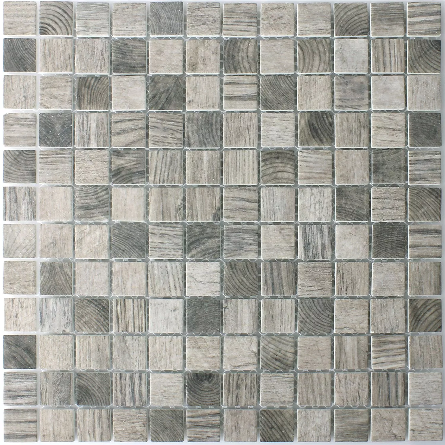 Mosaic Tiles Glass Valetta Wood Structure Light Grey