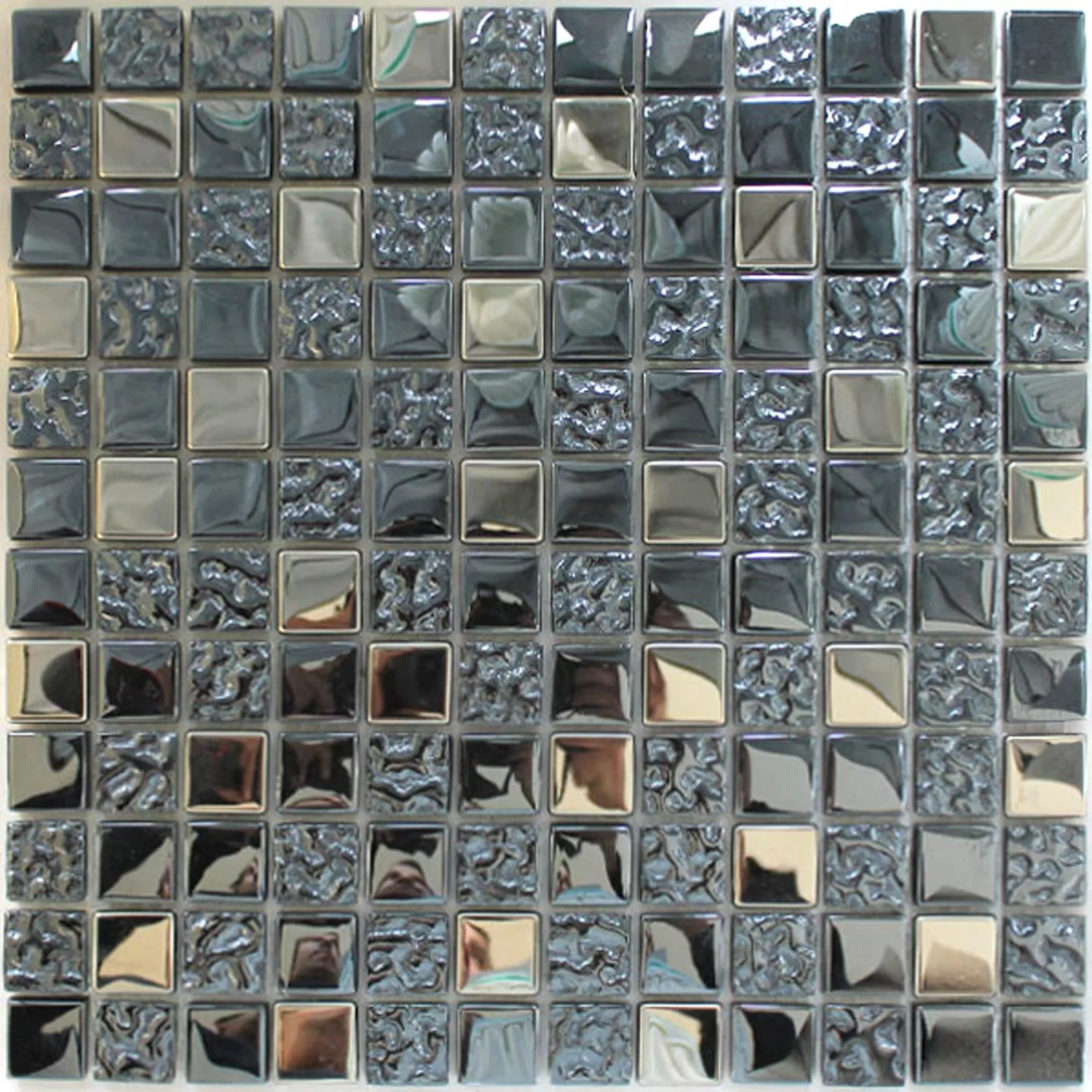 Sample Mosaic Tiles Glass Metal Mix Whitney Silver Black 