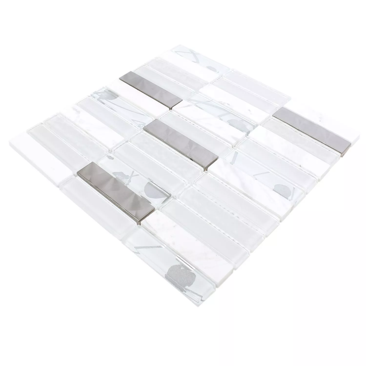 Sample Mosaic Tiles Musical Glass Stone Steel Mix White