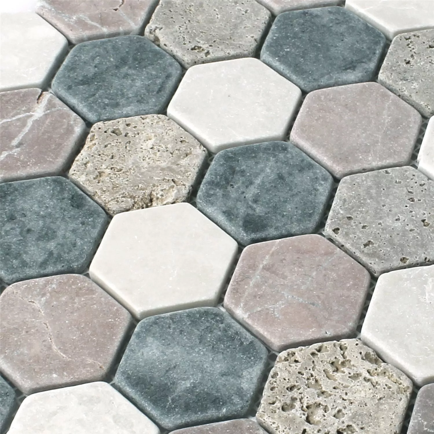 Sample Mosaic Tiles Marble Tarsus Hexagon Colored